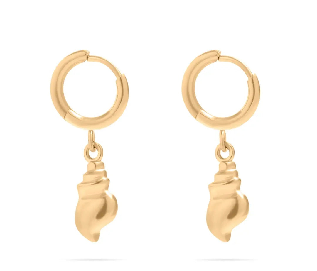 Conch Shell Huggie Earrings