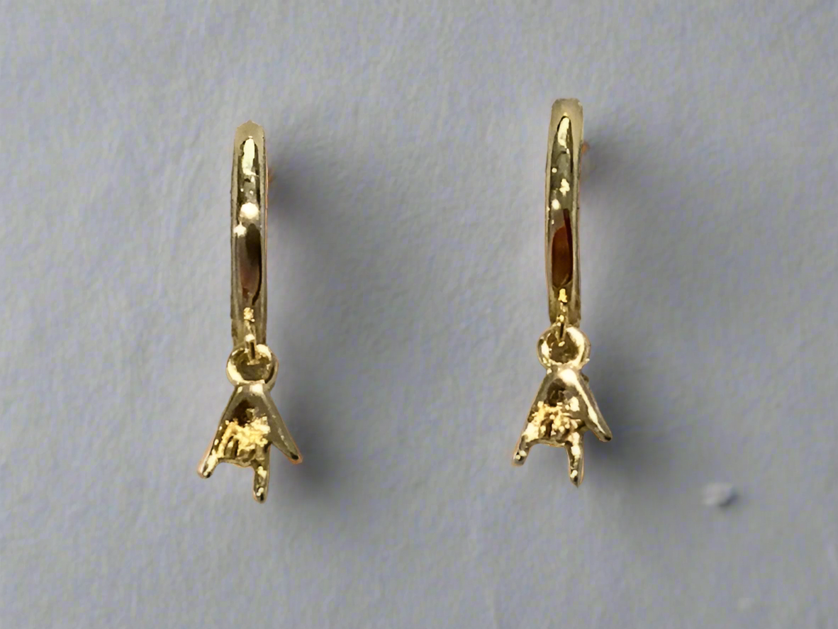 18K Gold Filled I love You hands hoop Earring -Set