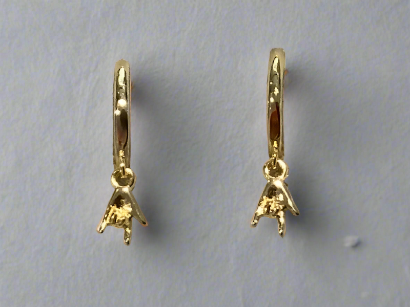 18K Gold Filled I love You hands hoop Earring -Set