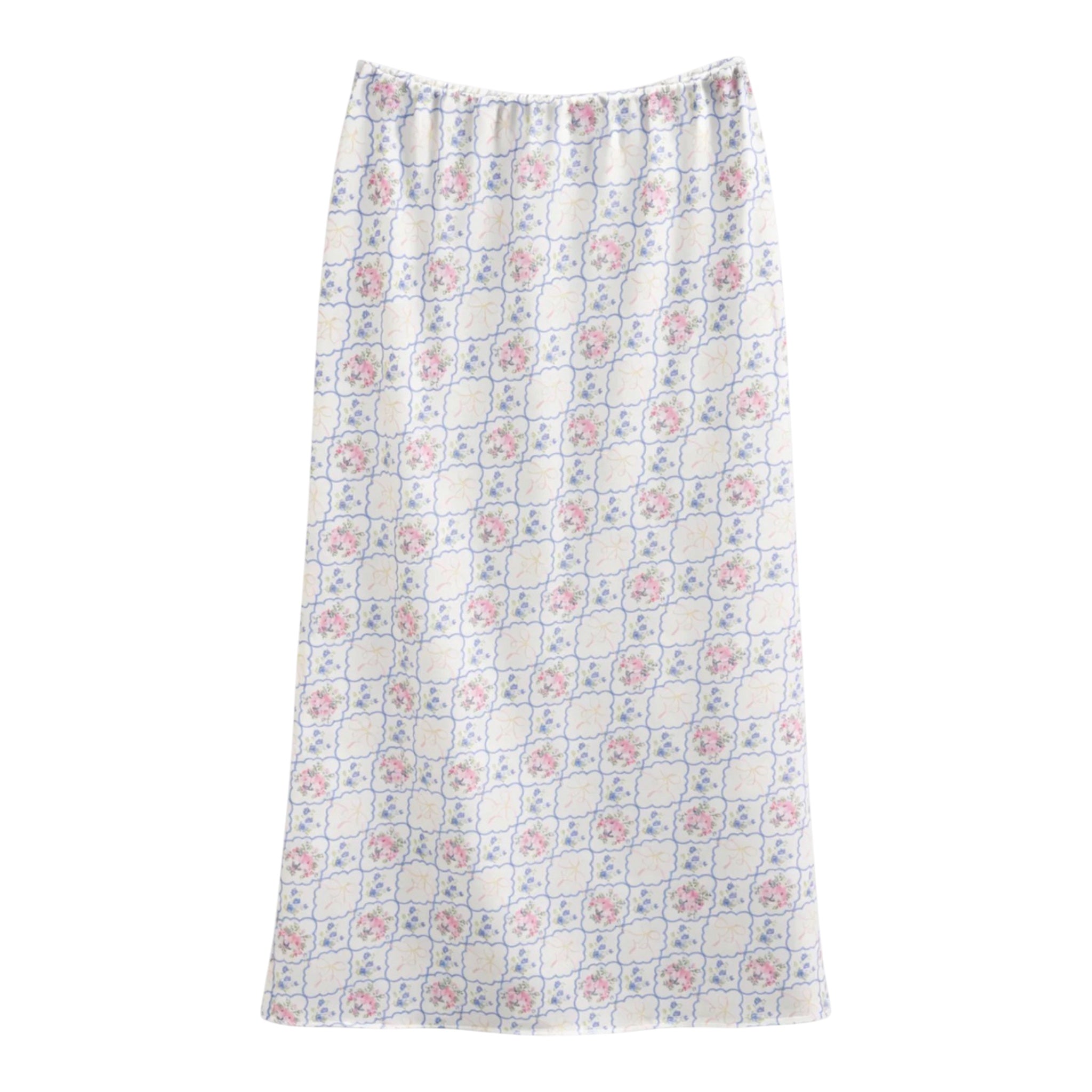 Katie J Anastasia Satin Maxi Skirt- Floral Bouquet