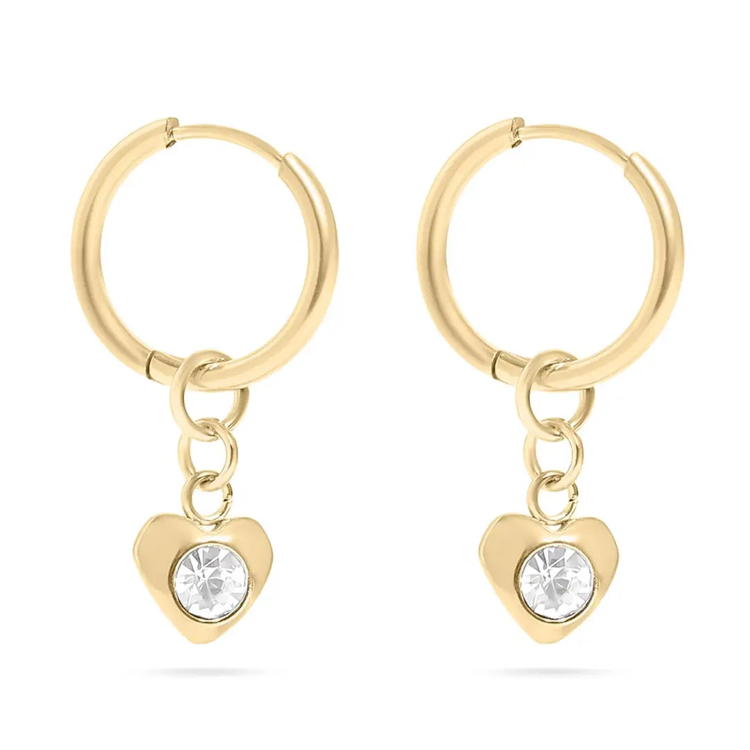 Cz Heart Pendant Huggie Earrings