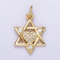 Cz Star of David Heart Charm