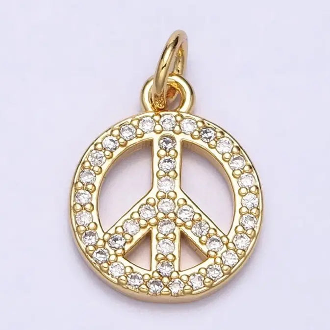 Cz Peace Sign Symbol Charm