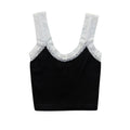 Katie J Liana Seamless Tank With Lace Trim- Black/White