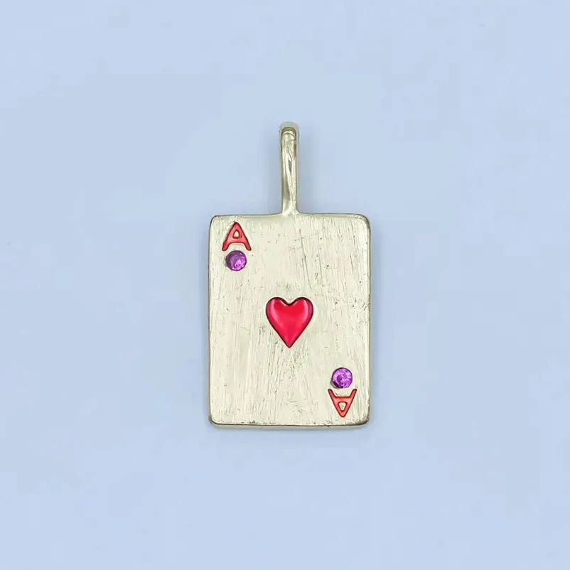 Cz Ace of Hearts Charm