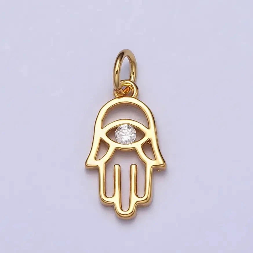 Cz Hamsa Hand Open Charm