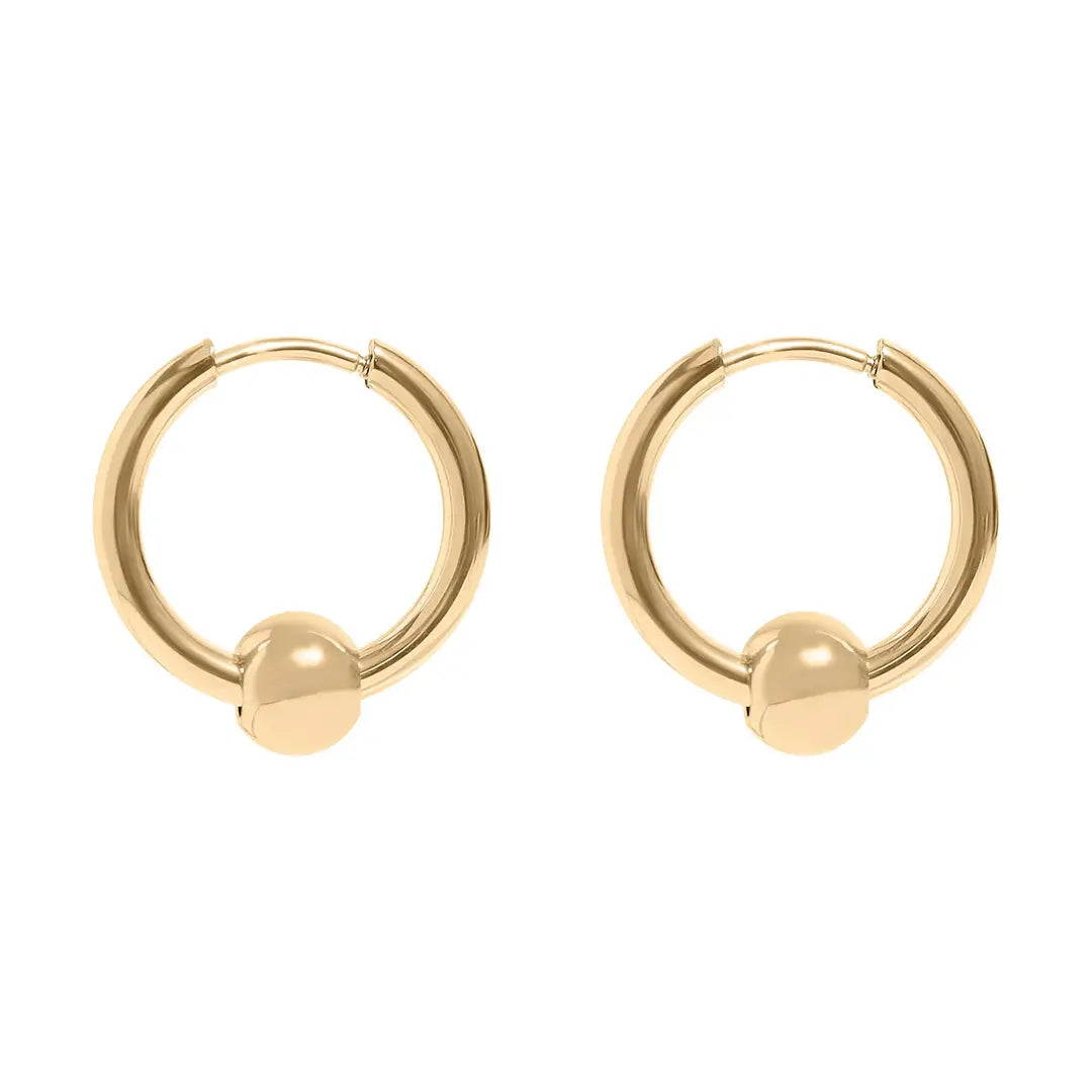 Ball Charm Huggie Hoop Earrings