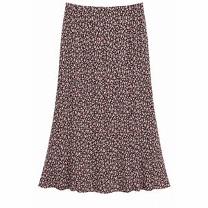 Katie J Anastasia Satin Maxi Skirt- expresso Floral/Satin Cream