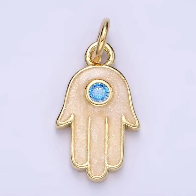 Blue Cz Hamsa Hand