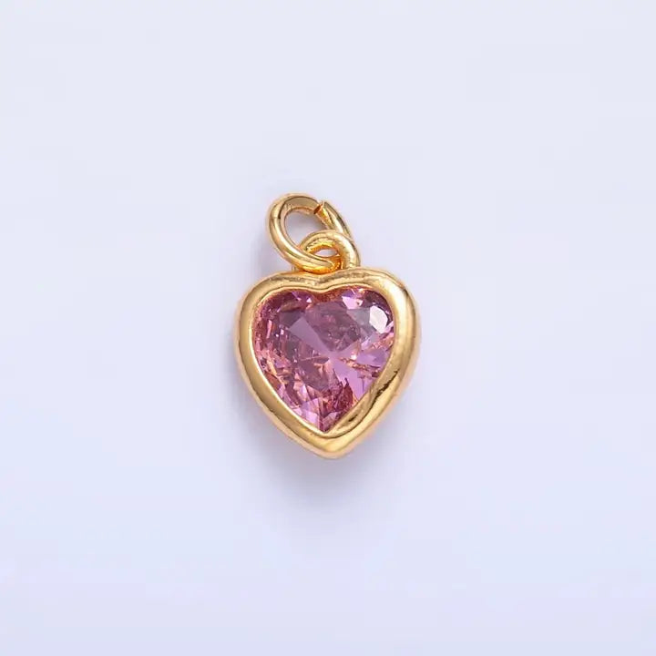 Pink Cz Mini Heart Charm