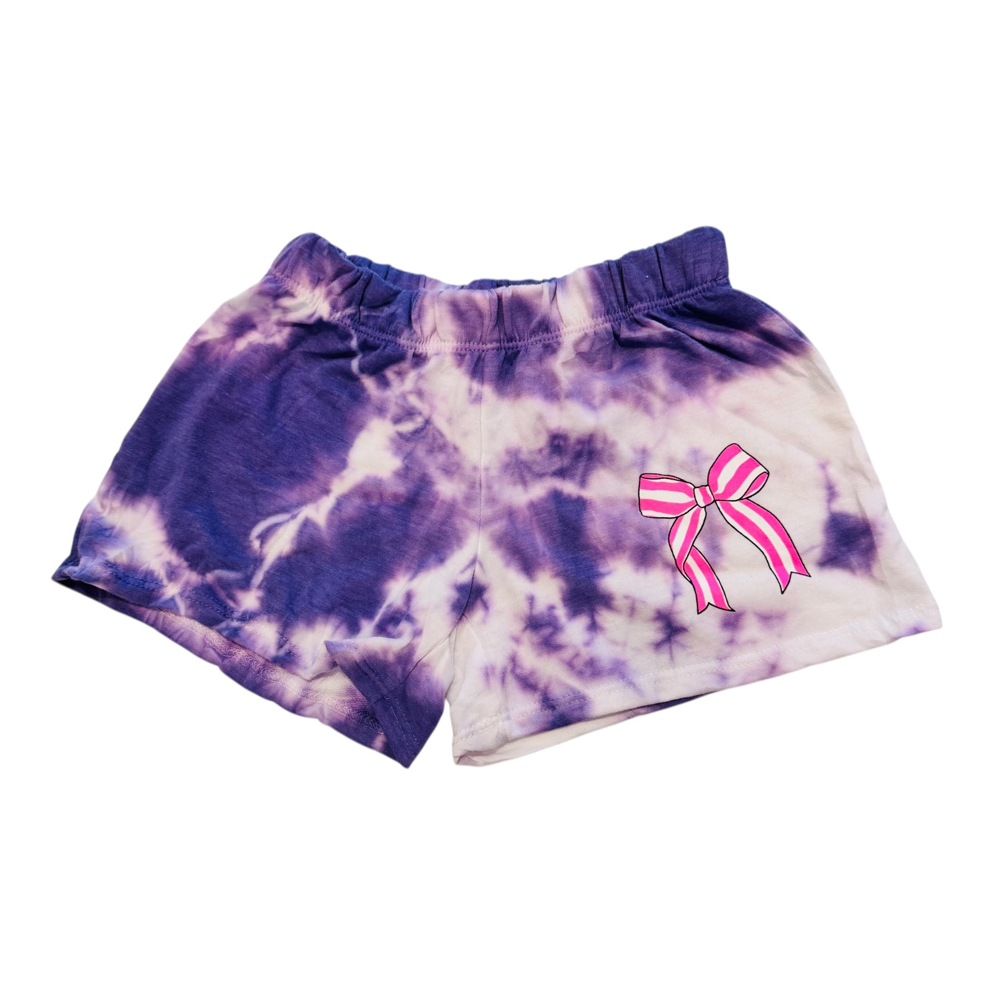 Firehouse Pink Stripe Bow Short- Purple Cloud