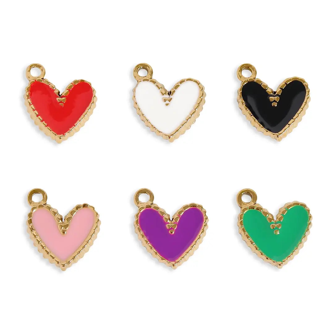 Epoxy Heart Charm - Pink, White, Purple