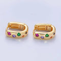 Multicolour Cz U-shaped Huggie Earrings