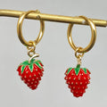 Strawberry Charm Huggie Earrings