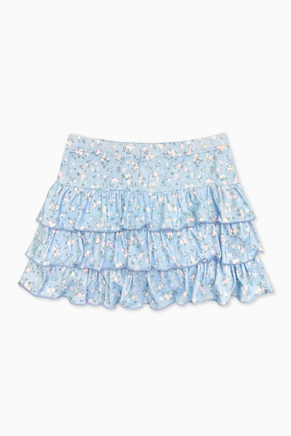 Pixielane Simply Soft Triple Ruffle Skort- Blue Floral