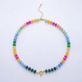 Colorful Candy Gemstone Rondelle Bead Chain Necklace