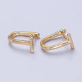 T-shaped Geometric Oblong U-shaped Hoop Earrings