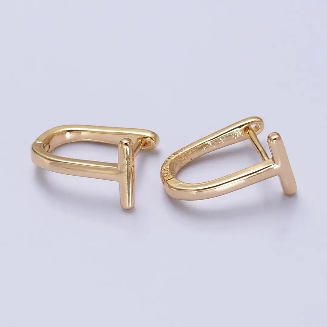 T-shaped Geometric Oblong U-shaped Hoop Earrings