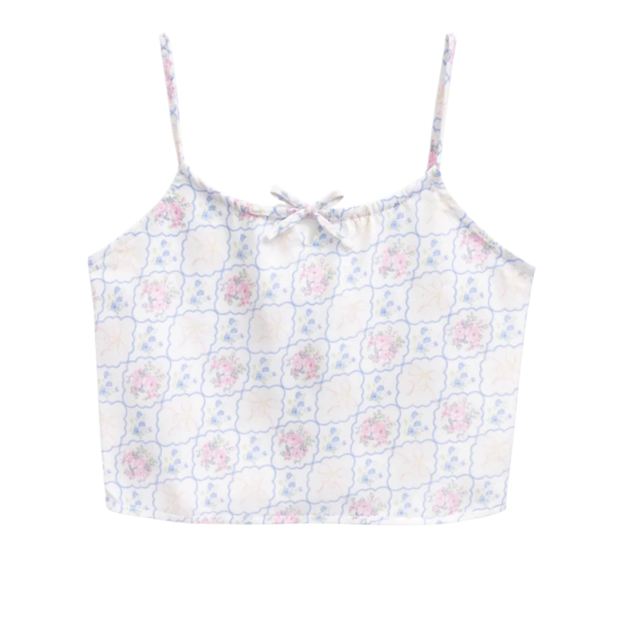 Katie J Cassia Satin Top- Floral Bouquet