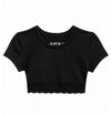 Katie J Lindsay Cropped Lace Tee -  Black