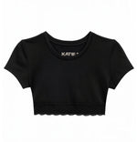 Katie J Lindsay Cropped Lace Tee -  Black