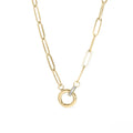 Paperclip Rhinestone Charm Holder Necklace
