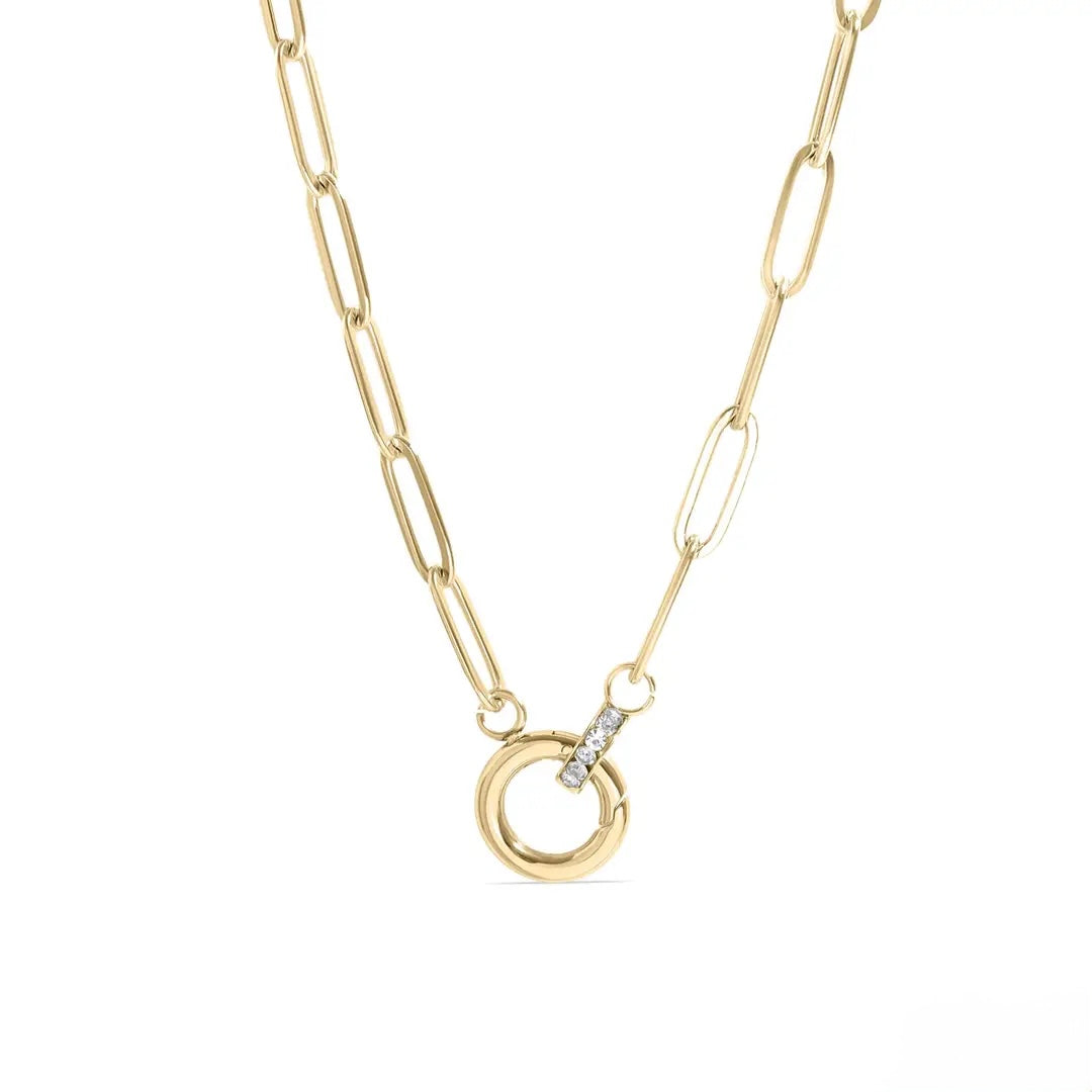 Paperclip Rhinestone Charm Holder Necklace