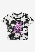 Pixielane Simply Soft Easy Neon Pink Peace Tee-Black Tie Dye