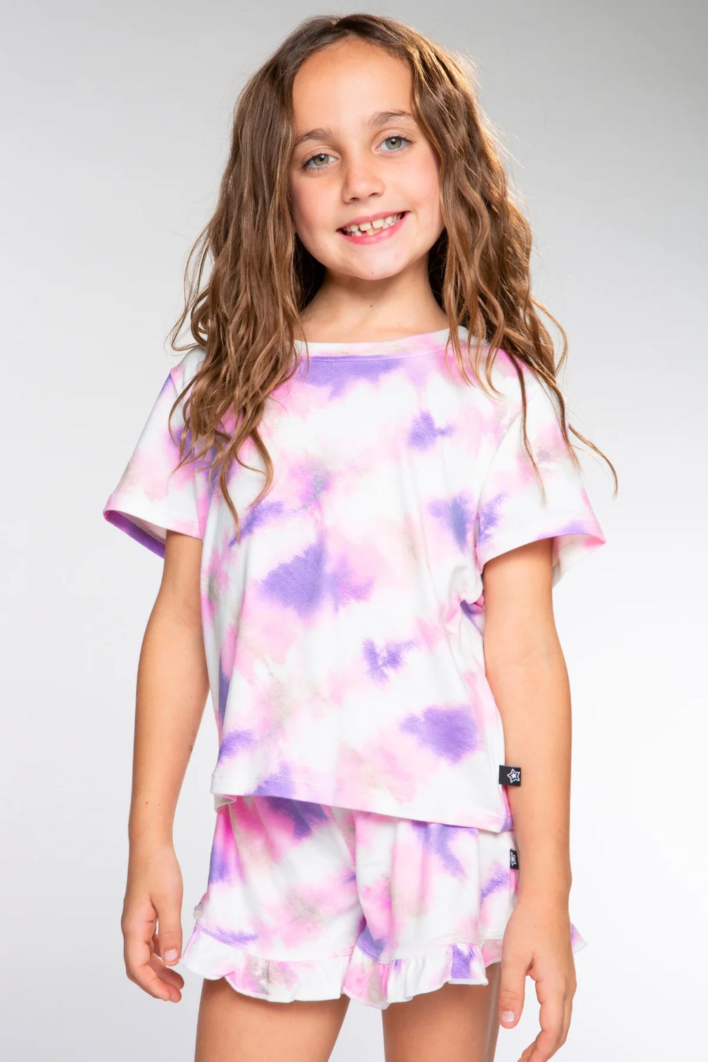 Pixielane Simply Soft Easy Neon Pink Peace Tee-Black Tie Dye