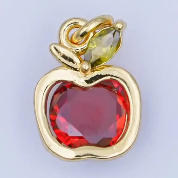 Red Cz Apple Charm