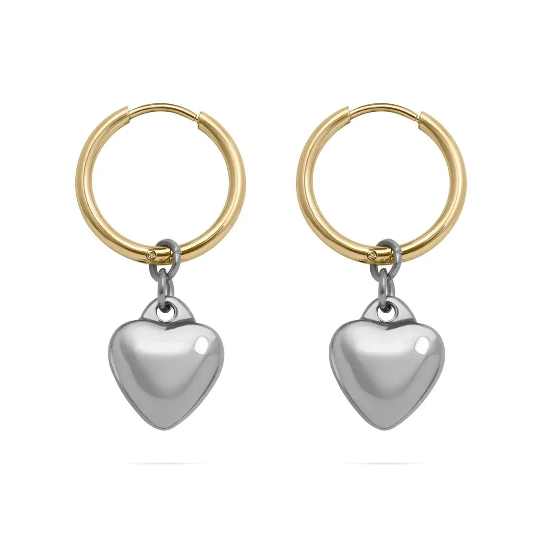 Metal Heart Charm Earrings