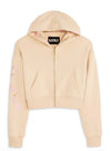 Katie J Dylan Tween Bow Zip Hoodie - Shabby Floral Taupe