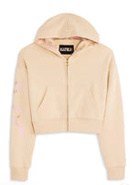 Katie J Dylan Tween Bow Zip Hoodie - Shabby Floral Taupe