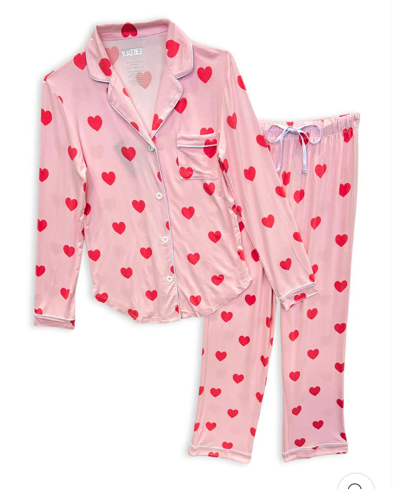 Katie J Junior Maia PJ Set Pink Hearts (PRESALE)