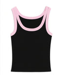 Katie J Spencer Tank- Black/Ballet Pink