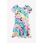 Pixielane Simply Soft Short Sleeve Skater Dress - Pastel Gradient Splatter