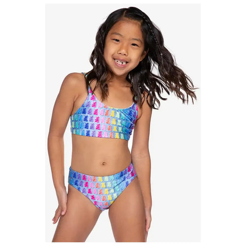 PixieLane High Shine Plus Two Piece Swimsuit - Rainbow Gummy Bears