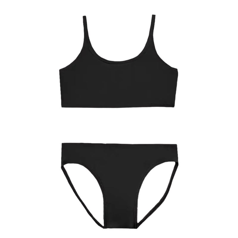 PixieLane High Shine Plus Two Piece Swimsuit - Black