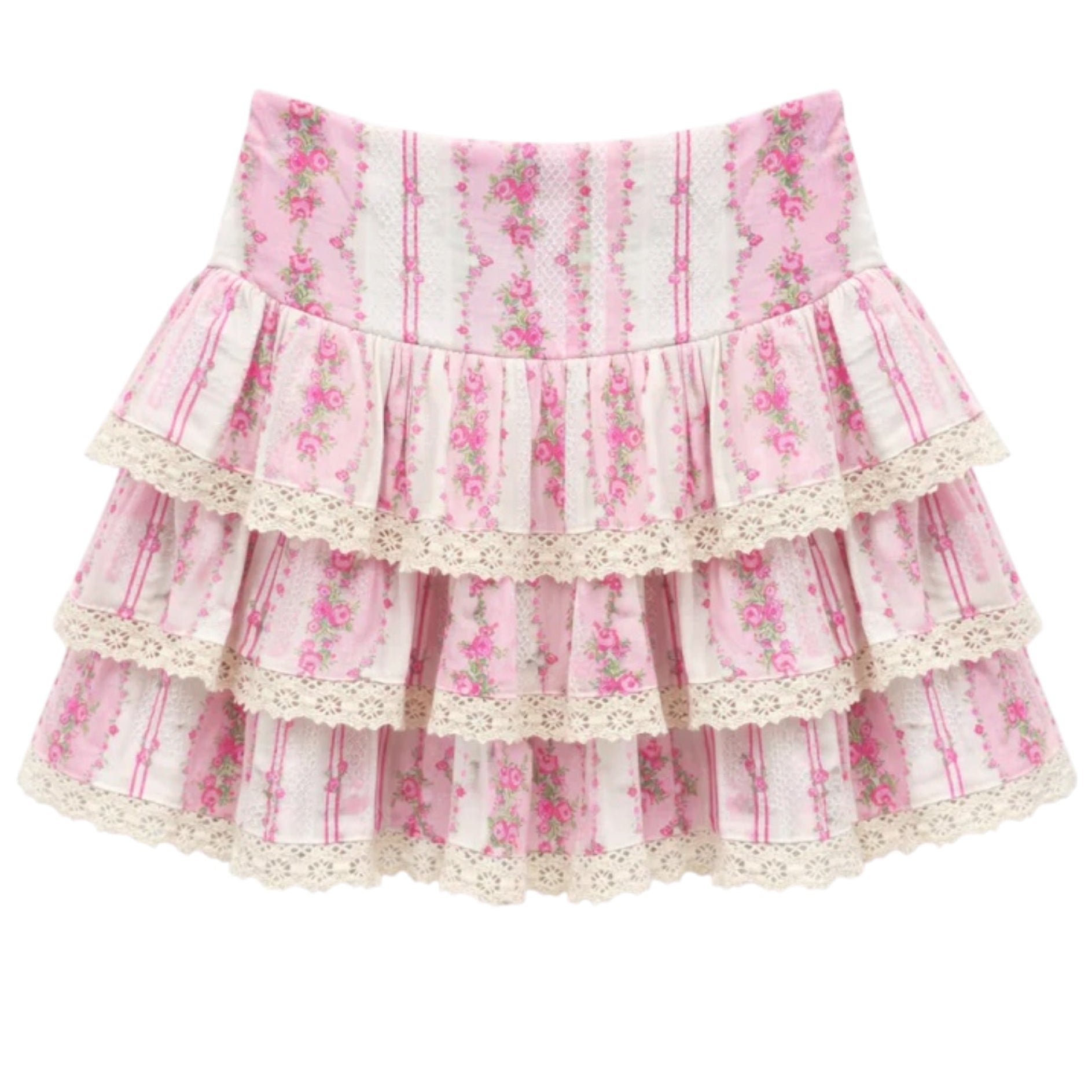 Katie J Melody And Alma Set- Baby Pink Cottage Stripe