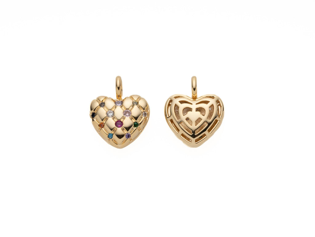 CZ Rainbow Puffed Heart Pendant