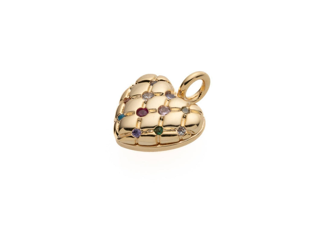 CZ Rainbow Puffed Heart Pendant