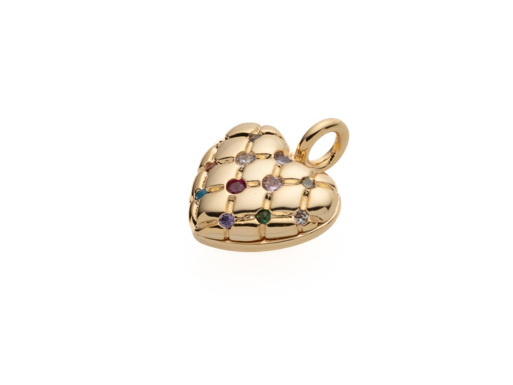 CZ Rainbow Puffed Heart Pendant