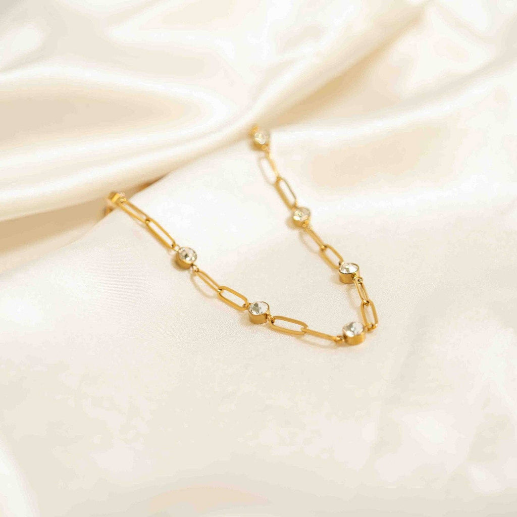 Stone Paperclip Chain Necklace