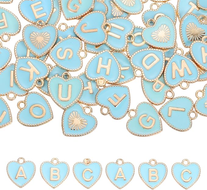 Blue Heart Letter Charm