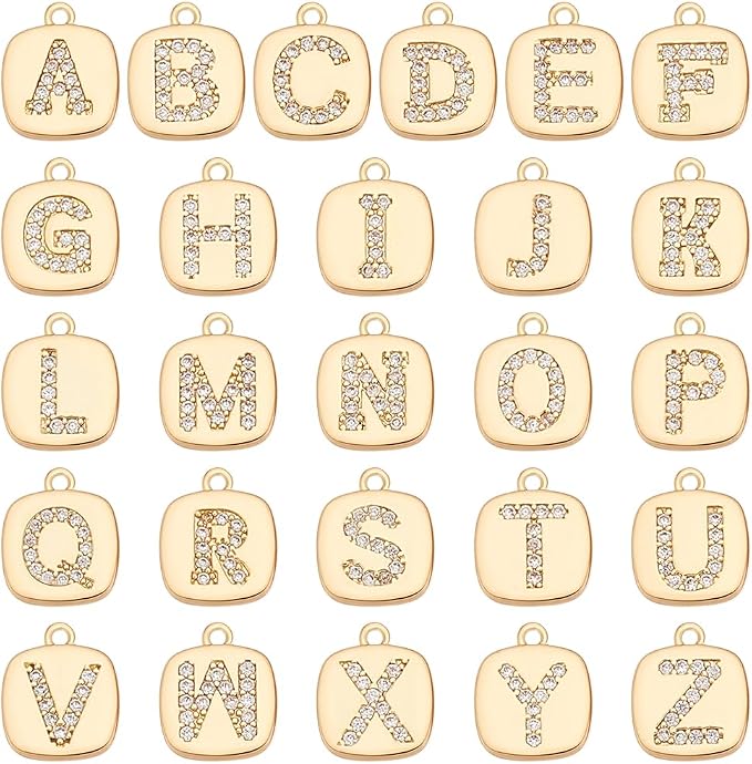 Cz Rectangle Letter Charm