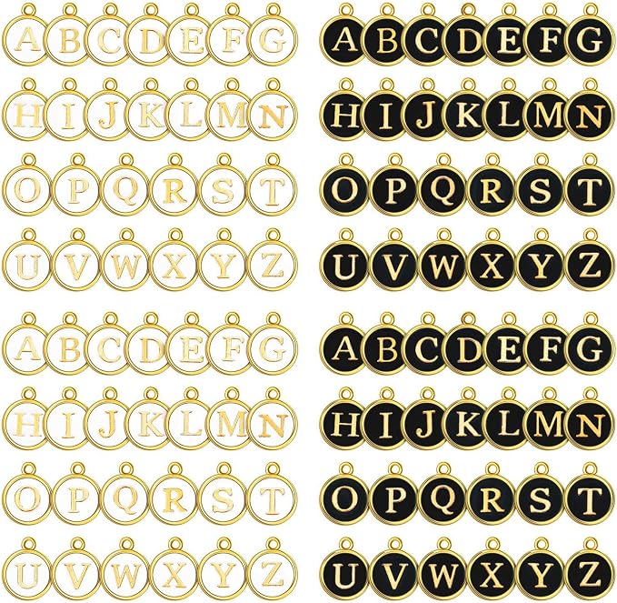 Black or white Round Letter Charm