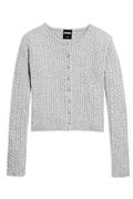 Katie J Rory Crewneck Cardigan Sweater - Heather Grey