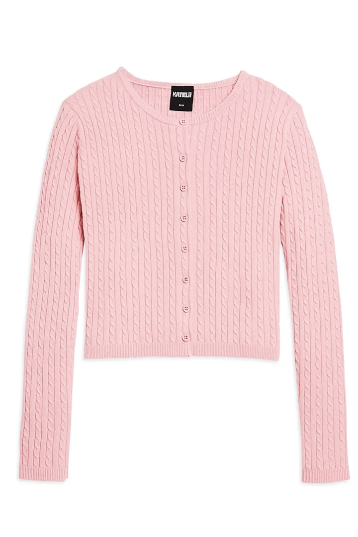 Katie J Rory Crewneck Cardigan Sweater - Pink