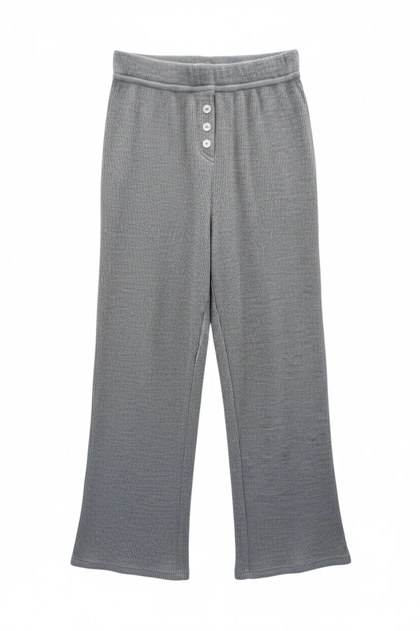 Katie J Brynn Waffle Pants - Heather grey