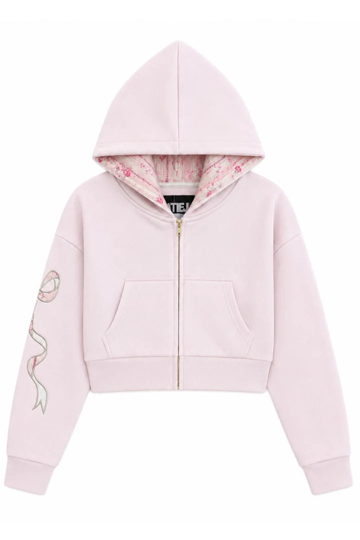 Katie J Dylan Bow Appliqué Zip Hoodie